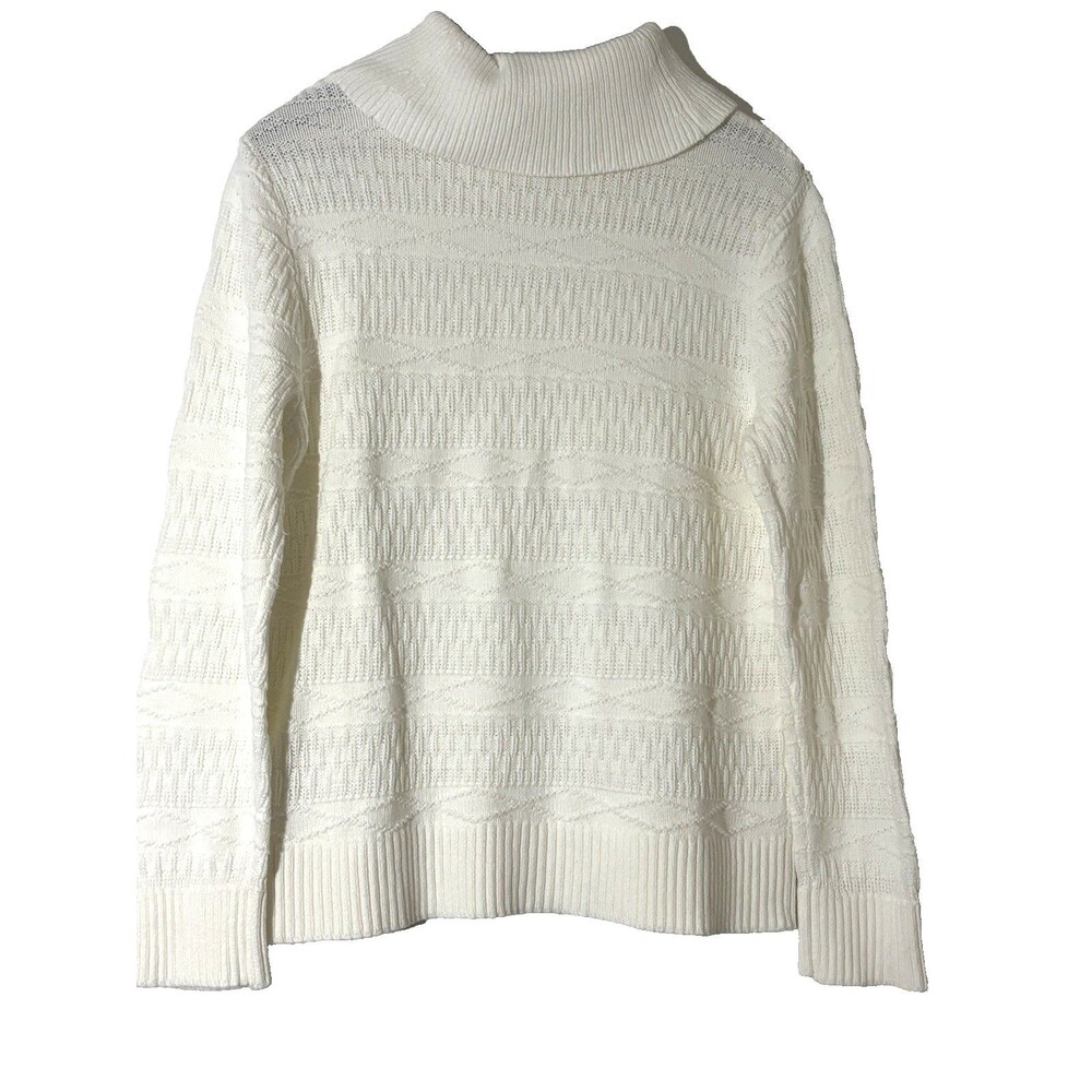 Christopher & Banks Woman’s Size Large Cowl‎ Neck Sweater White Long Sleeve - Picture 2 of 8